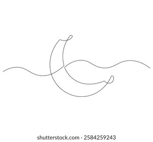 Continuous one line drawing of crescent moon. Single line drawing illustration of crescent moon. Ramadan kareem concept vector art. Doodle line illustration.
