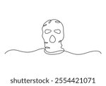 Continuous one line drawing of criminal mask. Protection, mask, crime concept. Vector illustration