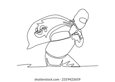 Recorte continuo de una línea 
concepto de actividad criminal. Ilustración gráfica vectorial de diseño de líneas simples.