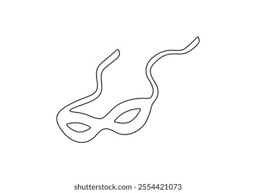 Continuous one line drawing of criminal mask. Protection, mask, crime concept. Vector illustration