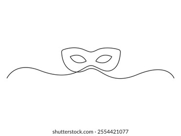 Continuous one line drawing of criminal mask. Protection, mask, crime concept. Vector illustration