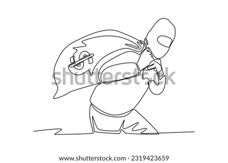 Continuous one line drawing 
criminal activity concept. Single line draw design vector graphic illustration.