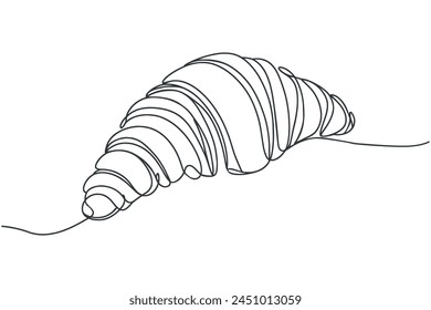 Croissant de dibujo continuo de una línea. Concepto de logotipo de horneado. Vector