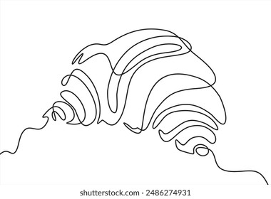 Continuous one line drawing. Croissant icon badge bakery. Linear style