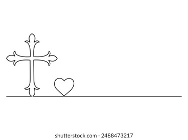 Durchgehende einzeilige Zeichenkreuz der Christus-Vektorillustration