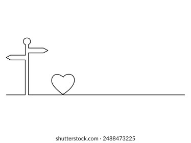 Continuous one line drawing cross of Christ vector illustration