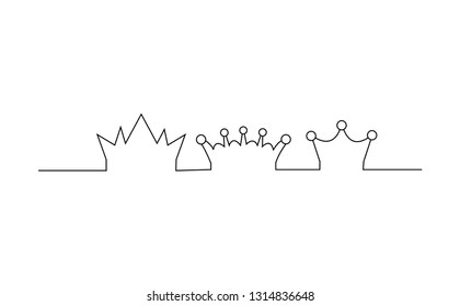 continuous one line drawing crown vector