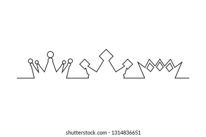 continuous one line drawing crown vector