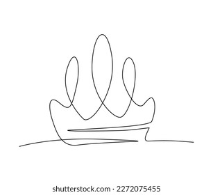 Continuous one line drawing of crown. Simple tiara outline design. Editable active stroke vector.