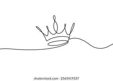 Continuous One Line Drawing of Crown. Abstract Single Line Drawing of Crown. Vector Minimal Design for Wall Art, Prints, Social Media, Posters, Invitations, Cards. Not AI