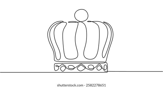 Continuous One line drawing of Crown. Symbolizing royalty with a simple crown design. Vector illustration hand drawn.