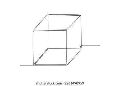 Continuous one line drawing cube. Geometric shapes concept concept. Single line draw design vector graphic illustration.