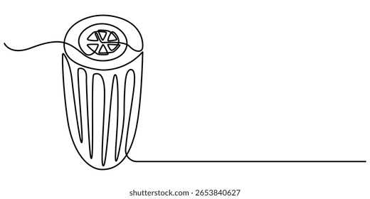 Continuous one line drawing of cucumber with slices, depicting cool freshness and hydration, line art style vector illustration.