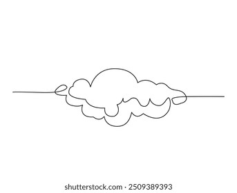 Continuous one line drawing of cumulus cloud. Cloud in the sky single line vector illustration.