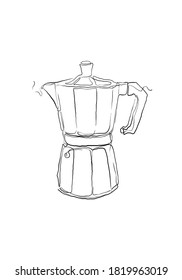 Continuous one line drawing of cup of coffee and machine. line cafe illustration. Hot drink coffee or tea with beautiful cup and stream smoke drawing food and drink breakfast. 