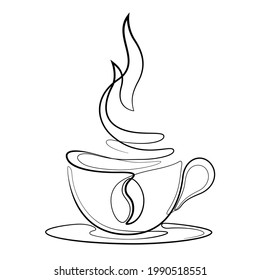 Dibujo continuo de una línea de una taza de café de estilo minimalista de diseño.