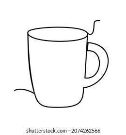 Continuous one line drawing cup
.Vector illustration household appliance 