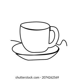 Continuous one line drawing cup
.Vector illustration household appliance 