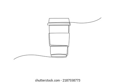Continuous one line drawing a cup of coffee. International coffee day concept. Single line draw design vector graphic illustration.