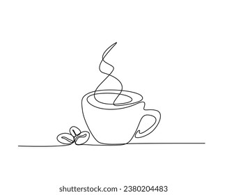 Continuous one line drawing of cup coffee - food and beverage concept. A cup of coffee outline vector illustration.