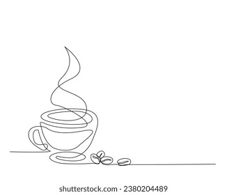Continuous one line drawing of cup coffee - food and beverage concept. A cup of coffee outline vector illustration.