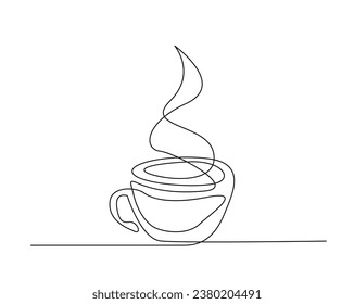 Continuous one line drawing of cup coffee - food and beverage concept. A cup of coffee outline vector illustration.