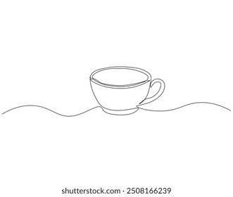 Dibujo continuo de una línea de taza de café. Una línea de dibujo ilustración de taza de café caliente. Concepto de arte de línea del día internacional del café.