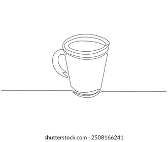 Dibujo continuo de una línea de taza de café. Una línea de dibujo ilustración de taza de café caliente. Concepto de arte de línea del día internacional del café.