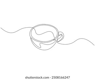 Dibujo continuo de una línea de taza de café. Una línea de dibujo ilustración de taza de café caliente. Concepto de arte de línea del día internacional del café.