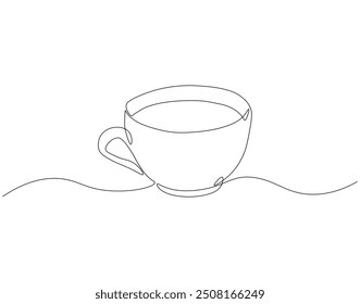 Dibujo continuo de una línea de taza de café. Una línea de dibujo ilustración de taza de café caliente. Concepto de arte de línea del día internacional del café.