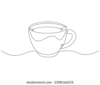 Dibujo continuo de una línea de taza de café. Una línea de dibujo ilustración de taza de café caliente. Concepto de arte de línea del día internacional del café.