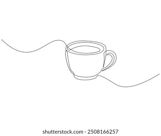 Dibujo continuo de una línea de taza de café. Una línea de dibujo ilustración de taza de café caliente. Concepto de arte de línea del día internacional del café.