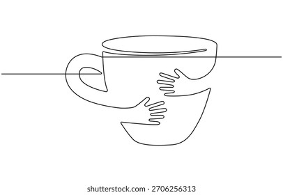 Um desenho contínuo de uma linha de xícara de café.