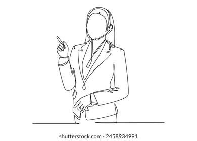 Continuous one line drawing customer support service concept. Doodle vector illustration.