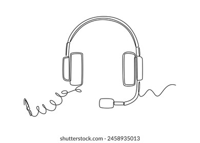 Continuous one line drawing customer support service concept. Doodle vector illustration.