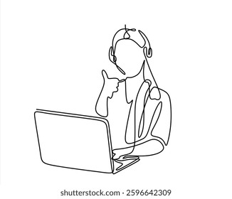 Continuous one line drawing customer service concept. Single line draw design vector graphic illustration.
