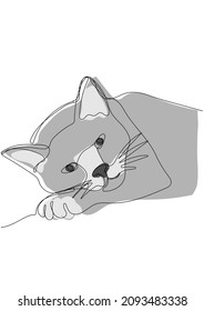 Continuous one line drawing of cute cat. Funny domestic pets. Vector illustration