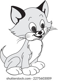 Continuous one line drawing of cute peeking cat. Cute Colorpoint Shorthair Cartoon Cat. Funny domestic pets. Vector illustration 