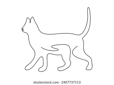 Dibujo continuo de una línea de mascota linda. Aislado en ilustración vectorial de fondo blanco. Vector premium.