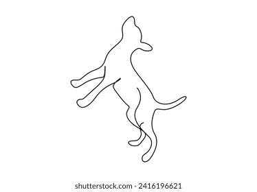 Dibujo continuo de una línea de perro lindo. Aislado en ilustración vectorial de fondo blanco. Vector Pro
