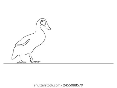 Continuous one line drawing of cute duck vector illustration 