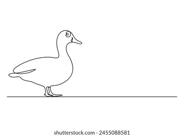 Continuous one line drawing of cute duck vector illustration 