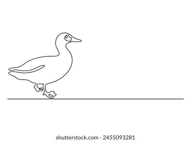 Continuous one line drawing of cute duck vector illustration 