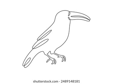 Continuous one line drawing of cute toucan bird with big beak for logo identity vector illustration