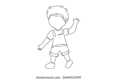 Um desenho contínuo de uma linha de bebê bonito sentado. uma linha de desenho contínuo, infância, recém-nascido, nova vida, filho, filha, maternidade, bebê, rastejamento.
