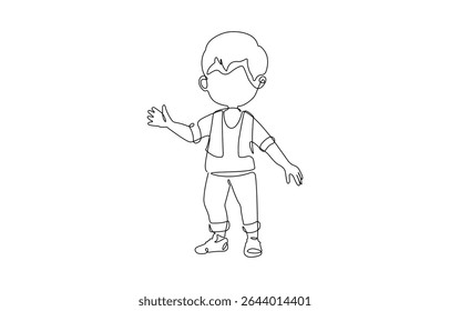 Um desenho contínuo de uma linha de bebê bonito sentado. uma linha de desenho contínuo, infância, recém-nascido, nova vida, filho, filha, maternidade, bebê, rastejamento.