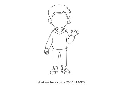 Um desenho contínuo de uma linha de bebê bonito sentado. uma linha de desenho contínuo, infância, recém-nascido, nova vida, filho, filha, maternidade, bebê, rastejamento.
