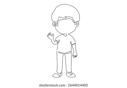 Continuous one line drawing of cute baby boy sitting. one continuous drawing line,  childhood, newborn, new life, son, daughter, motherhood, baby, crawl.