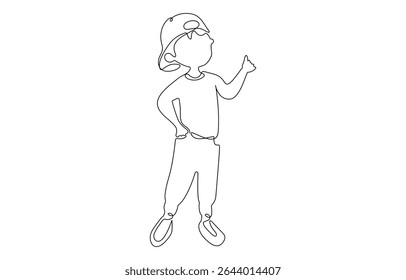 Um desenho contínuo de uma linha de bebê bonito sentado. uma linha de desenho contínuo, infância, recém-nascido, nova vida, filho, filha, maternidade, bebê, rastejamento.