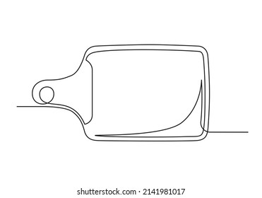 Continuous one line drawing of a cutting board. Cooking board isolated on a white background. Vector illustration